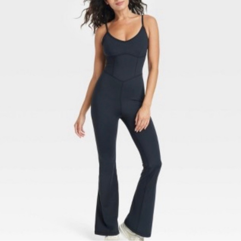 NWT JOYLAB Black Bodysuit Flare Workout Yoga Gym Small